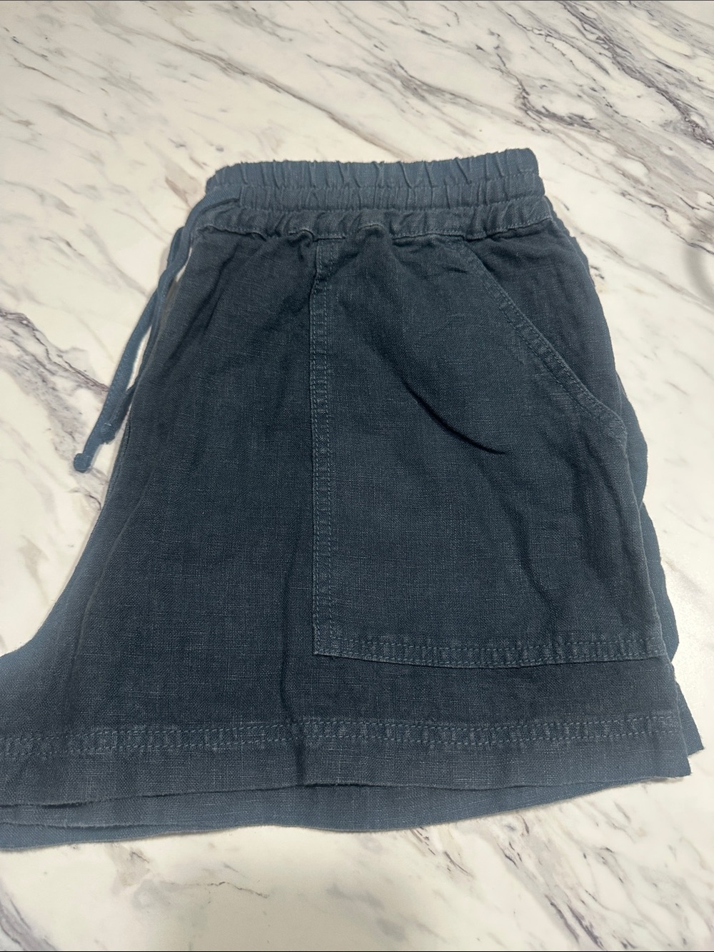 Velvet Navy Drawstring shorts with Front Pocket